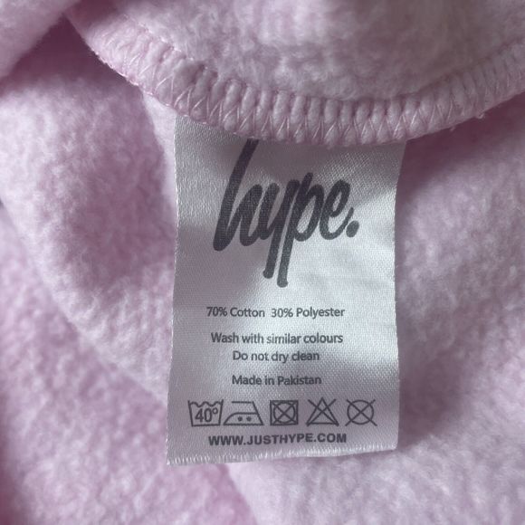 Hype Script Size 13 Years Crop Hoodie Girls OTH Hoody Hooded Top Tape Baby Pink - Picture 14 of 14